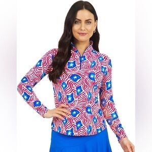 IBKUL Red and Blue Star Pattern Shirt